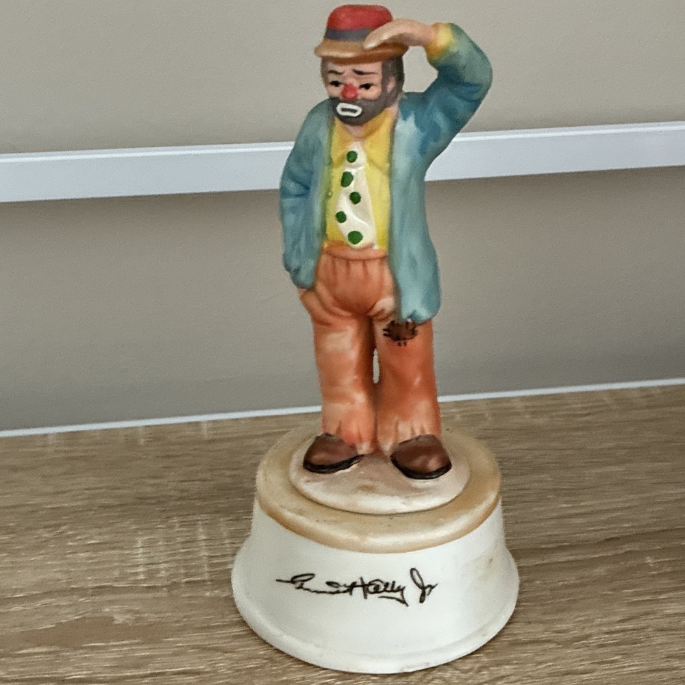 Emmett Kelly Jr.‎ Looking out to See Music Box Figurine Flambro Clown